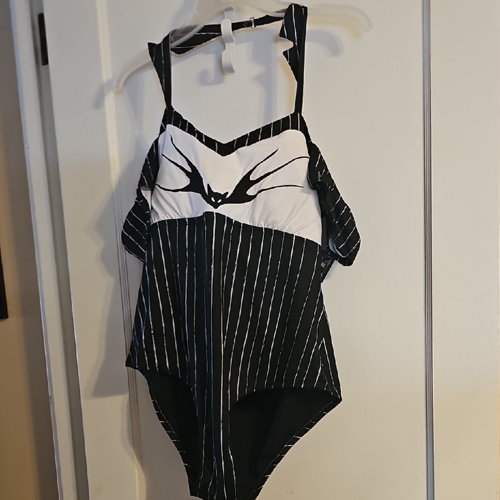 Hot Topic Black and White Striped Bodysuit
